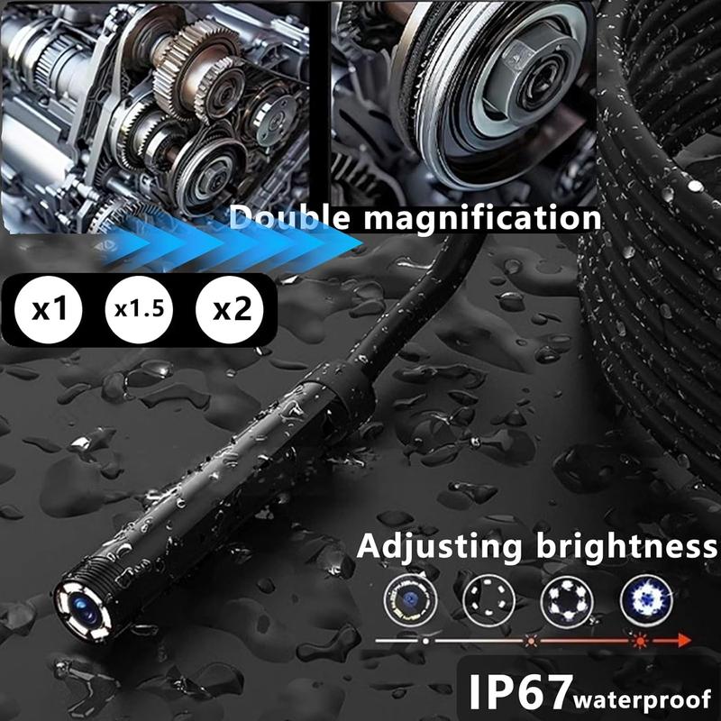 Endoscope Camera with Light, 16.4FT Waterproof Borescope 1920P HD, Semi-Rigid Cable Snake Camera, 8 Adjustable High Brightness LED Lights Inspection Camera for iPhone, Android, iPad