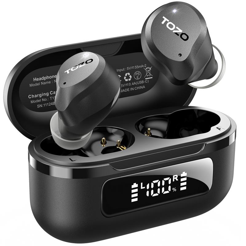 TOZO 2024NC9 Hybrid Active Noise Cancelling Wireless Earbuds, 6 Mics ENC Clear Call, IPX8 Waterproof, in Ear Bluetooth 5.3 Headphones Stereo Bass Heasets 59H Playtime with LED Display 32 EQs via APP