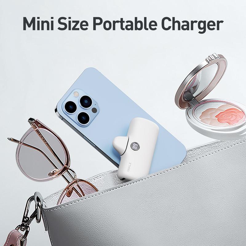 [Buy 2 get 20% off]iWALK SmallPortable Charger 5000mAh PD FastCharging Type C and Lightningoptions available, with LED Display,suitable foriPhone 16 15 14 13 12 11X SeriesSamsung Galaxy, Android Phones &Tablets iPad Pro,Gift For Halloween & Christmas