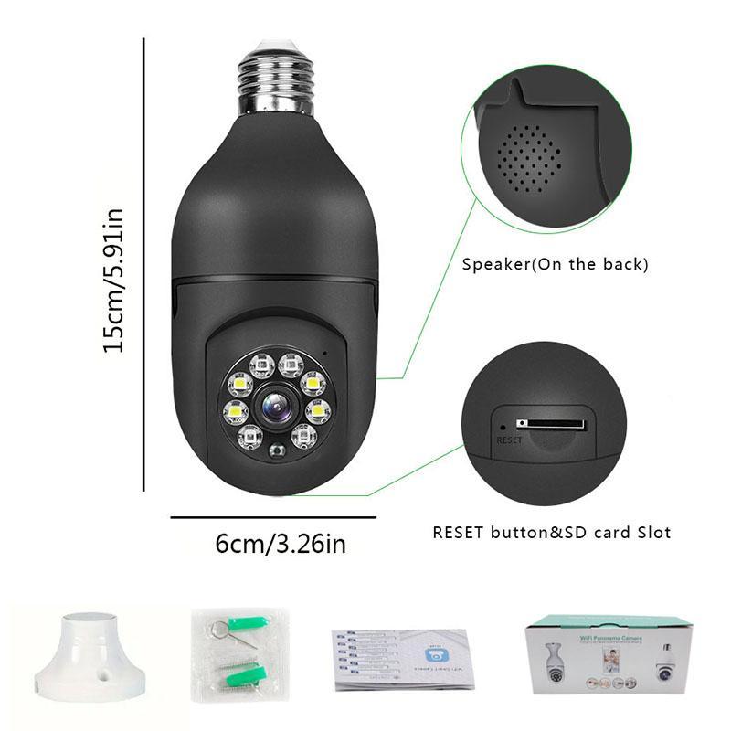 Indoor 5G Dual-band WiFi E27 Bulb Security Camera, 360-Degree Panoramic Outdoor & Indoor Bulb Camera, Light Socket Security Camera with Night Vision, Indoor Security Camera