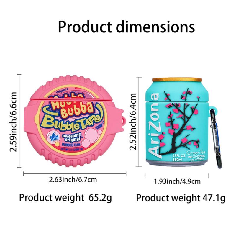 [2Pack] Cute Cartoon Protective Case For Airpod 2 1, Funny Kawaii Food Pattern Bubble Gum And Drinks Protective Case, Non-Slip And Anti-Shock Stylish Headphone Cover For Airpods 1&2