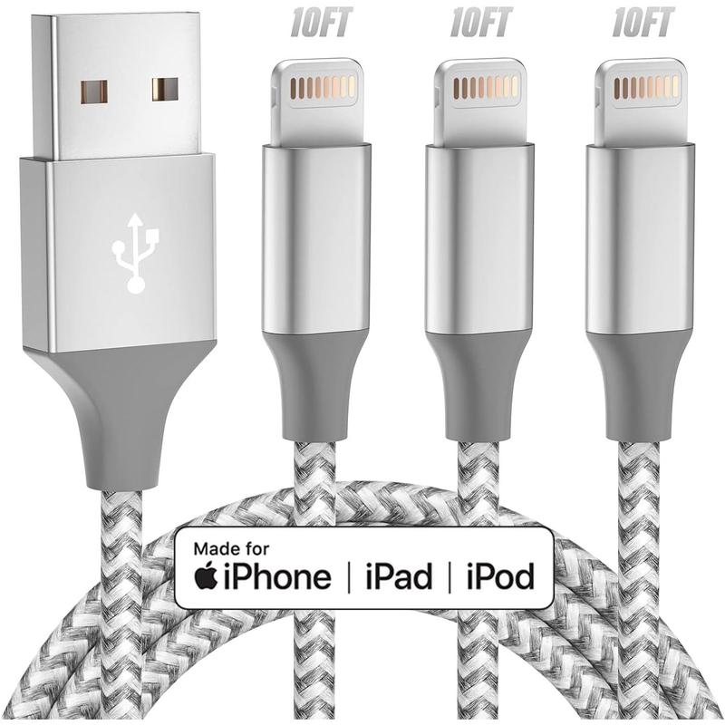 iPhone Charger 3pack 10FT Fast Charging High Speed Data Sync USB Cable Compatible iPhone 14 13 12 11 Pro Max XS MAX XR XS X 8 7 Plus 6S