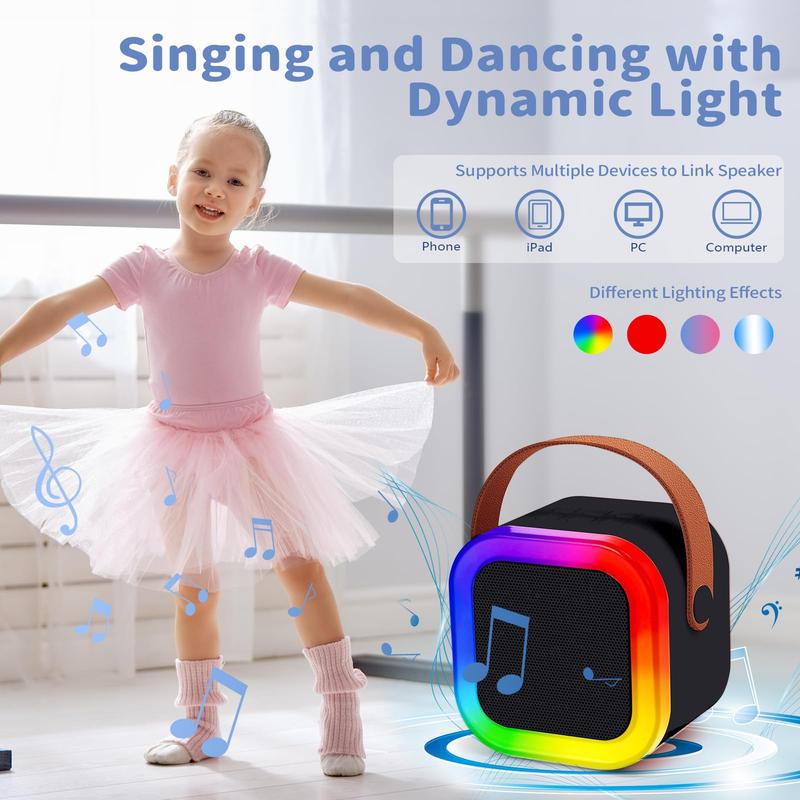 Mini Karaoke Machine, Mini Karaoke Machine with 2 Wireless Microphones,Portable Bluetooth Speaker with Microphone Christmas Birthday Gifts Boys for Teen Girls