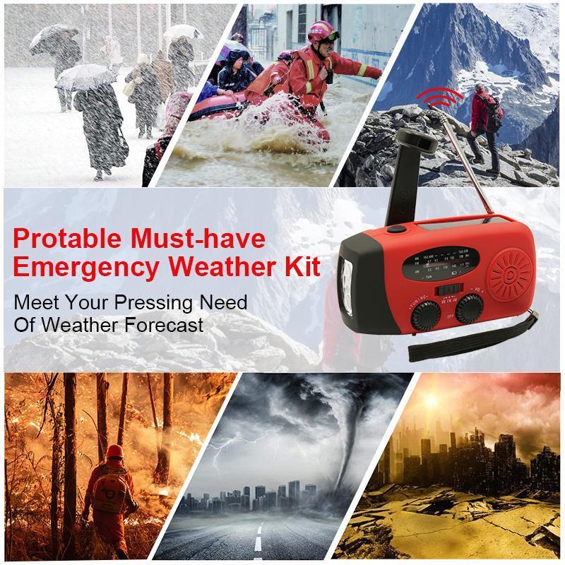 PENGTENG Solar Powered Radio with 3 LED Lights, AM FM NOAA Radio with Flashlight & Power Bank Function, Portable Radio with Solar Panel & Hand Crank for Outdoor