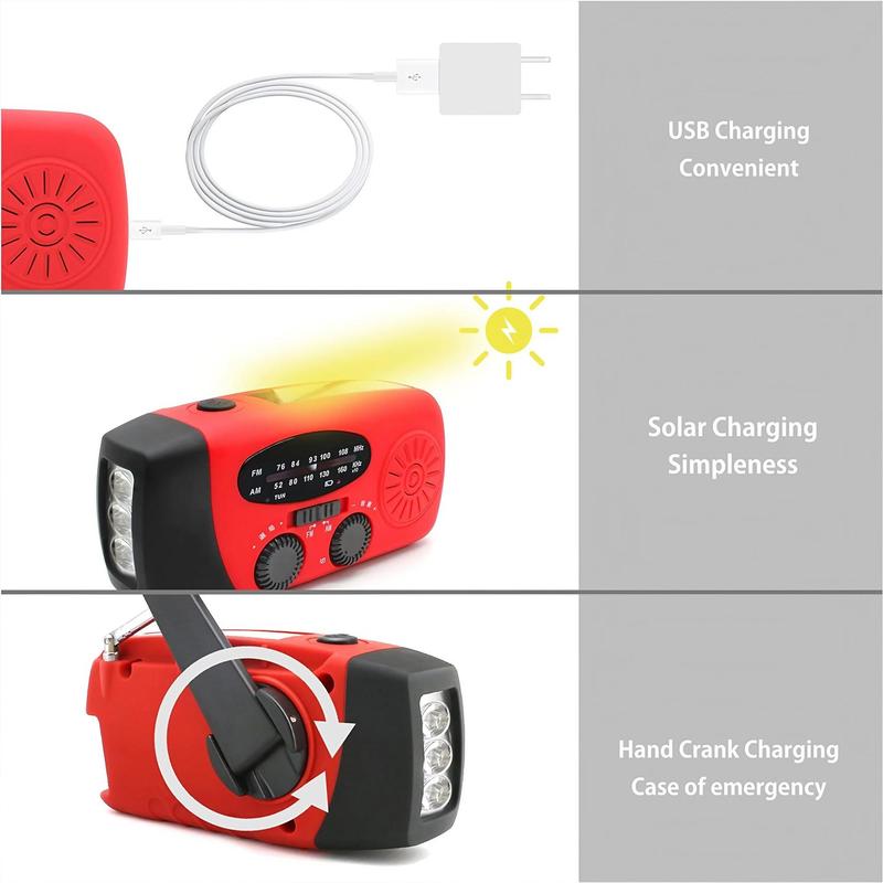 Portable Solar Powered Radio, 2000mAh Multifunctional Emergency LED Flashlight Radio, FM AM WB NOAA Weather Radio, Outdoor Radio for Camping Hiking