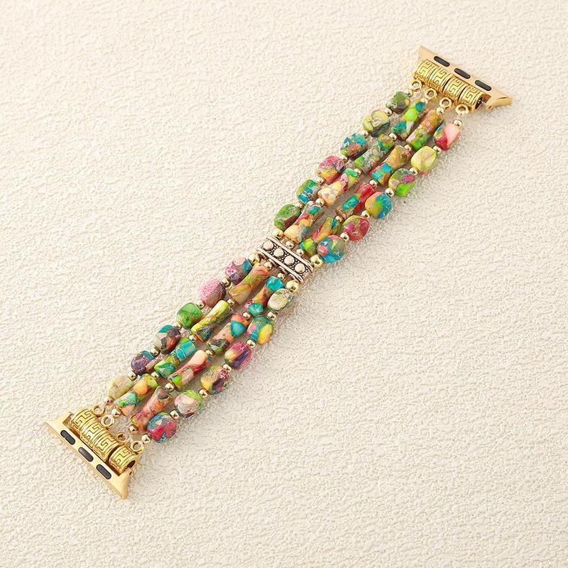 Boho Style Natural Stone Beaded Watch Band, Fashionable Elastic Colorful Beaded Bracelet for Women, Wearable Accessories for Apple Watch 38mm to 49mm