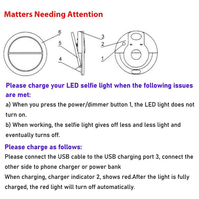 USB Rechargeable Selfie Ring Light, 36-LED Selfie Ring Light, Photoshoot Light, Night Selfie Enhancing Light for Phone Photography