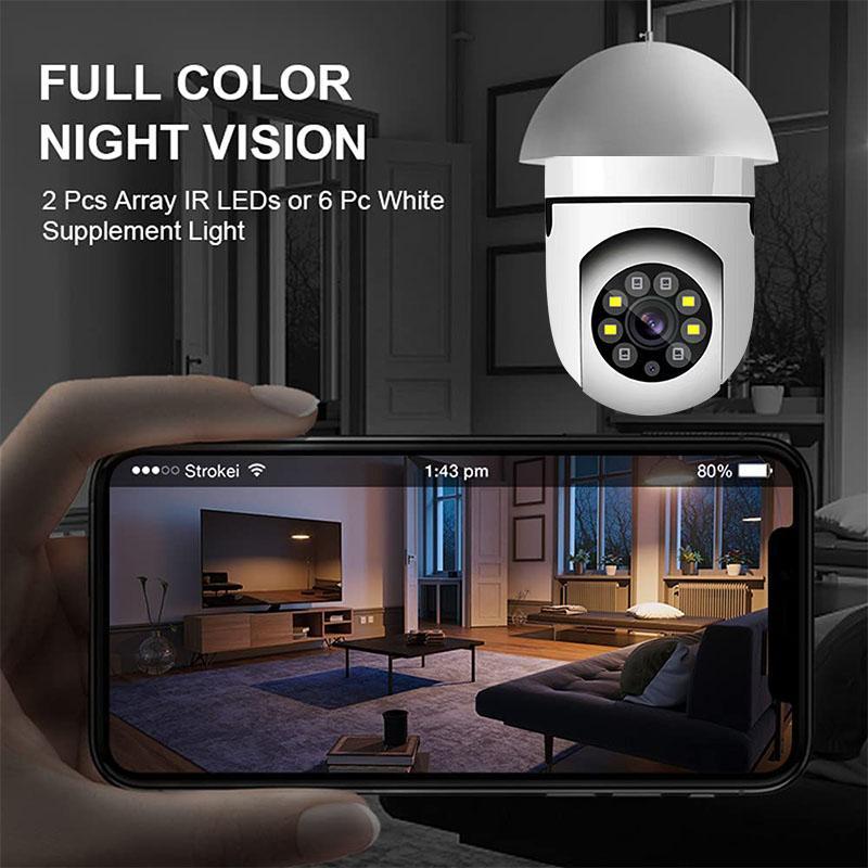 E27 Smart 1080P PTZ 2.4G WiFi Camera, High Definition Night Vision Camera, Remote Voice Control & Mobile Alarm Indoor Security Monitoring