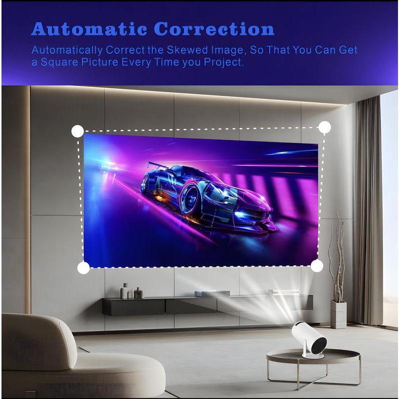 HY300 Smart Projector with Android TV 11.0,5G WiFi Bluetooth Projector 4k Supported,Outdoor Movie Projector Compatible,iOS,Android (white) Audio