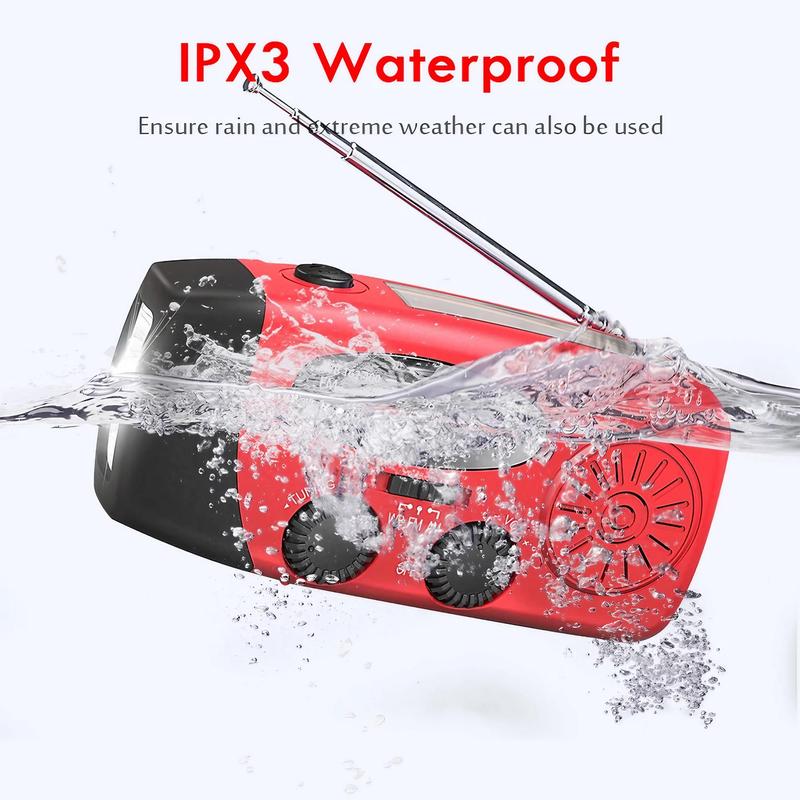 Portable Solar Powered Radio, 2000mAh Multifunctional Emergency LED Flashlight Radio, FM AM WB NOAA Weather Radio, Outdoor Radio for Camping Hiking