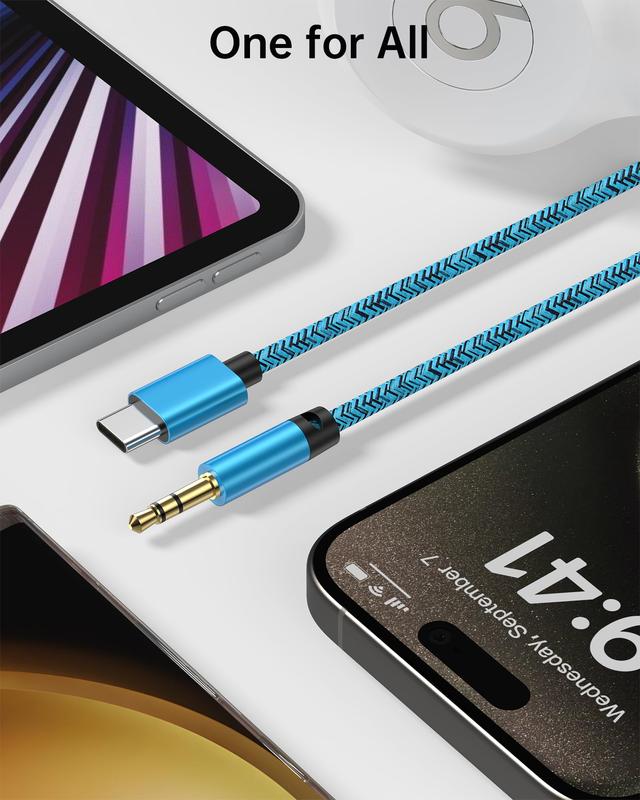 iPhone 16 Aux Cord to USB Type C, 3.3ft USB C to 3.5mm Audio Aux Jack Cable Type C to Aux Cord for Car Stereo Headphone for iPhone 16 15 15 Pro Max 15 Plus, Samsung Galaxy S24 S23 S22 S21 Note 20, Pixel 8 7a Car AUX Music Accessories Android Plug Aluminum