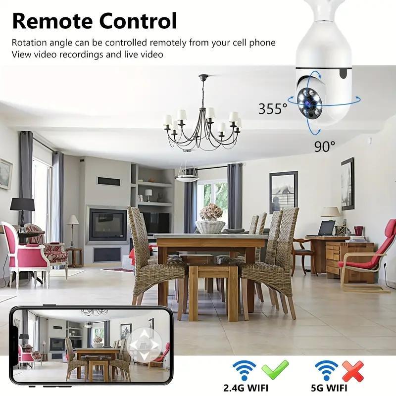 E27 Smart 1080P PTZ 2.4G WiFi Camera, High Definition Night Vision Camera, Remote Voice Control & Mobile Alarm Indoor Security Monitoring