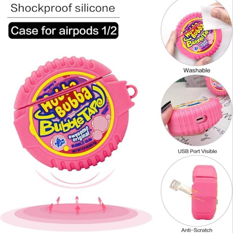 [2Pack] Cute Cartoon Protective Case For Airpod 2 1, Funny Kawaii Food Pattern Bubble Gum And Drinks Protective Case, Non-Slip And Anti-Shock Stylish Headphone Cover For Airpods 1&2