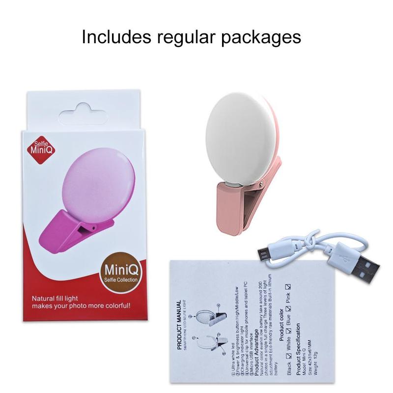 Portable Selfie Light, Clip-on LED Mobile Phone Beauty Fill Light, Selfie Lighting for iPhone Android Live Streaming Makeup Vlog