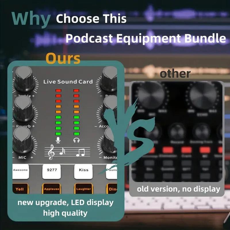 Podcast Equipment Bundle, V8S Audio Interface & Microphone, Live Streaming Equipment, Perfect for Laptop Video Blogging and Live Streaming