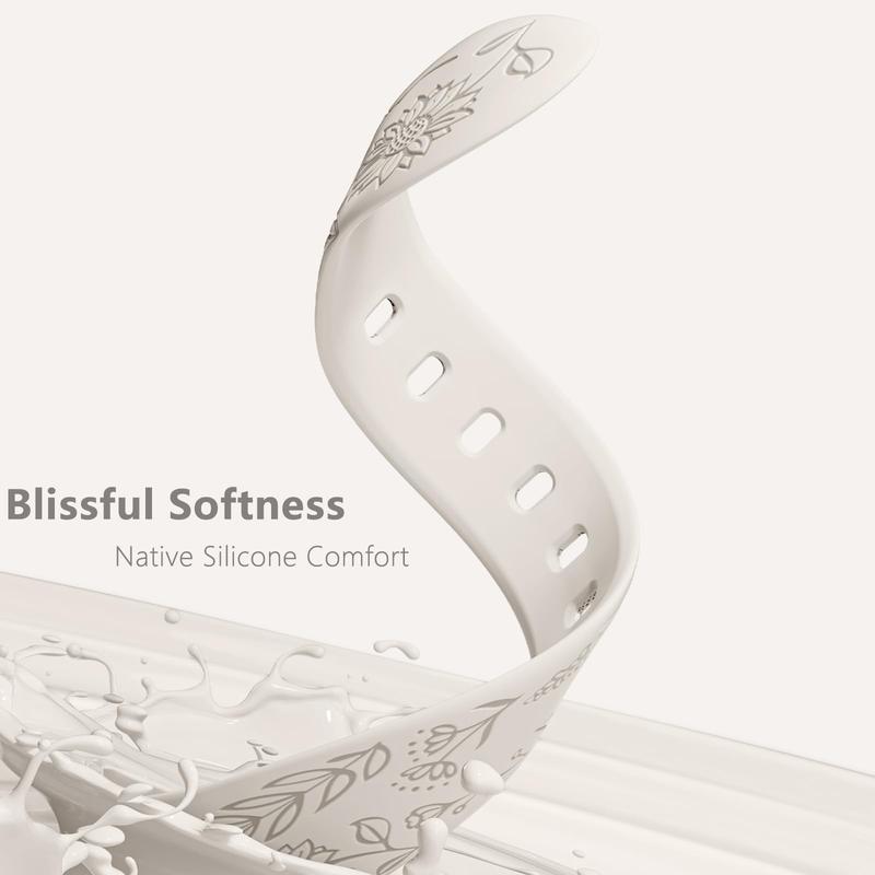 Durable Flower Pattern Watch Band (Band Only), Silicone Floral  Design Wearable Accessories Compatible with Apple Watch, Fashion Watch Accessories for iWatch