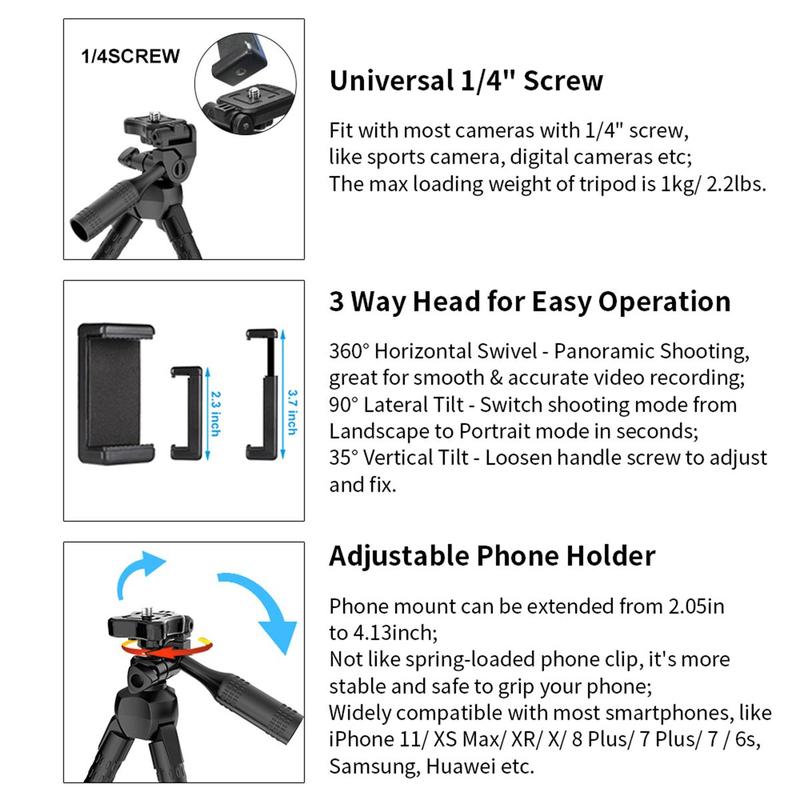 [Free shipping] Flexible Portable Digital Camera Stand Octopus Mini Tripod Desktop Phone Selfie Stick Mounting Tripod Holder with Hidden Phone Holder for iPhone, Selfie Accessories with Wireless Remote Cellphone Smartphone