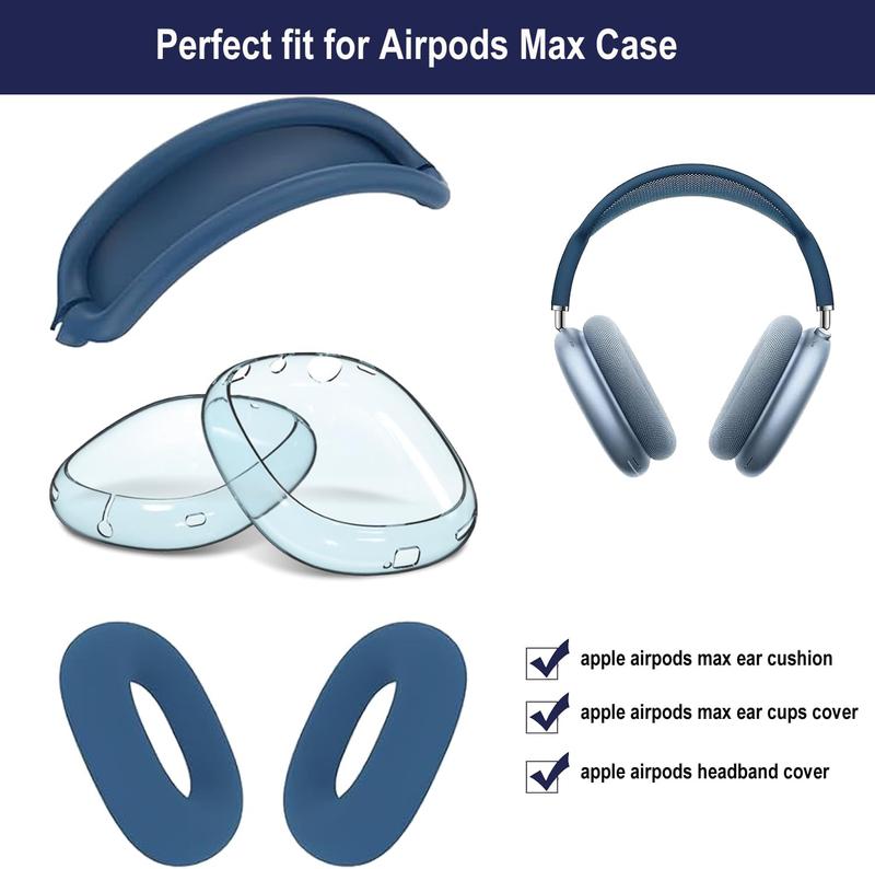 Ear Pad Case Cover for AirPods Max Headphones, Headphones Anti-Scratch Headband Protective for  AirPods Max,Clear Soft TPU Ear Cups Cover for AirPods Max, -Proof Accessory