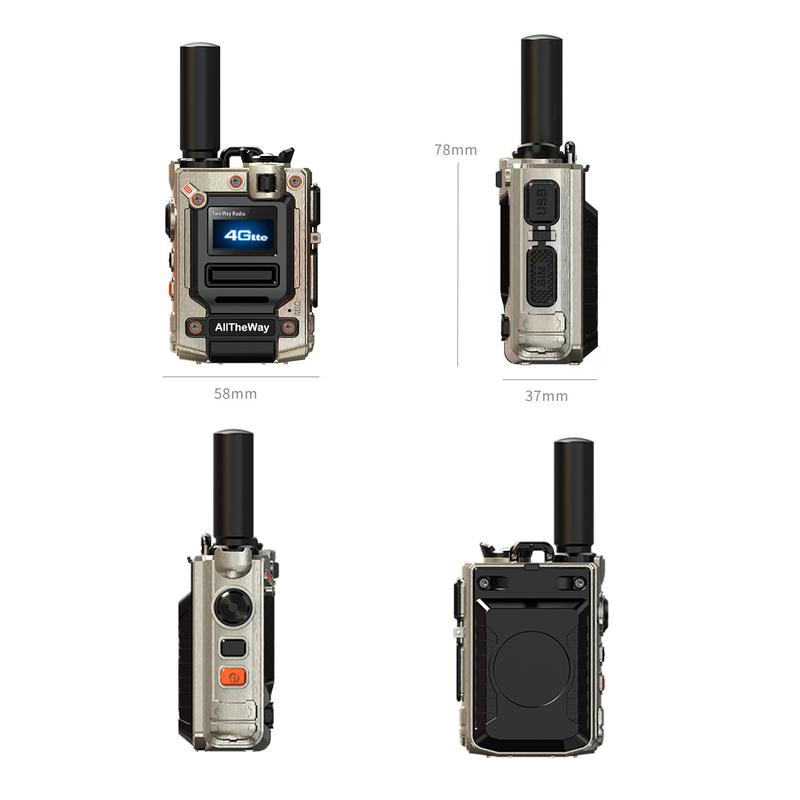 AllTheWay Aluminum Alloy M08 - unlimited range walkie talkie Military Model with 200 Channels  LED and Free Intercom Platform interphone（2pack）