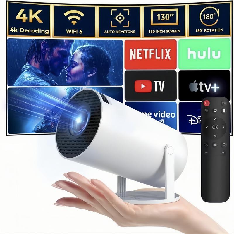 Portable Outdoor Projector, 4K HD Projectors with WIFI 6 & Bluetooth 5.0 Android TV 11.0, Auto Keystone Correction  Video Projector,180°Rotatable Stand,Home & Outdoor Use, Mini Projector