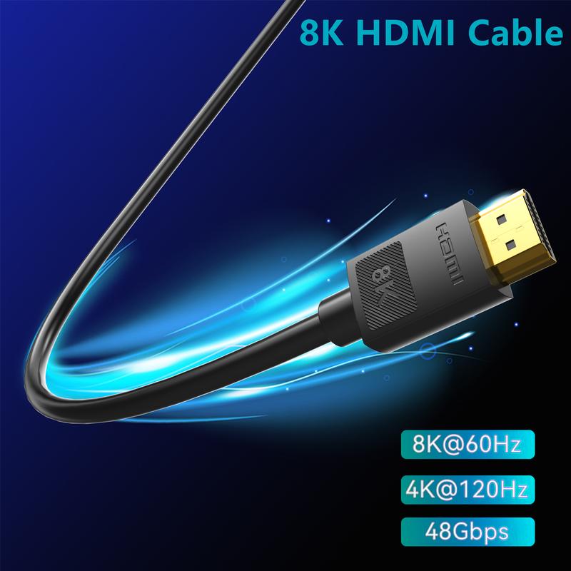 CYANMI 8K 10K 4K HDMI 2.1 Cable 48Gbps,Certified Ultra High Speed HDMI Cable Braided Cord-4K@120Hz 8K@60Hz, DTS:X, HDCP 2.2 & 2.3, HDR 10 Compatible with Roku TV PS5 HDTV Blu-ray Accessories