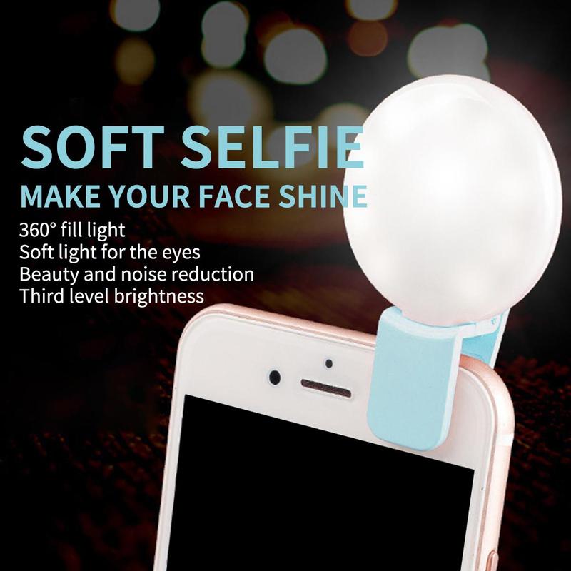 Portable Selfie Light, Clip-on LED Mobile Phone Beauty Fill Light, Selfie Lighting for iPhone Android Live Streaming Makeup Vlog