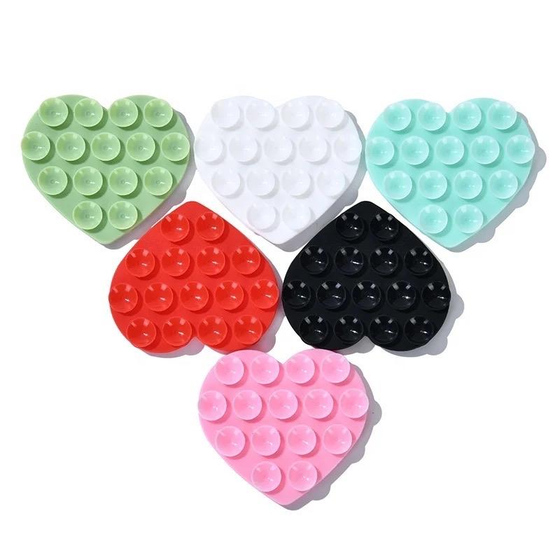 Grippy Heart Shaped Silicone Suction Phone Case for Smartphones and Cellphones Holder