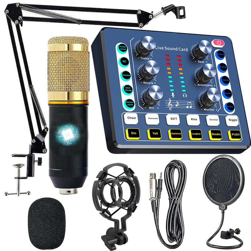 Podcast Equipment Bundle, V8S Audio Interface & Microphone, Live Streaming Equipment, Perfect for Laptop Video Blogging and Live Streaming