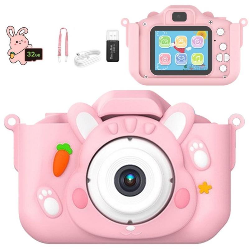 Rabbit Design Digital Camera, 1080P Portable Kids Digital Video Camera with 32GB SD Card, Perfect Christmas Birthday Gifts for Boys Girls