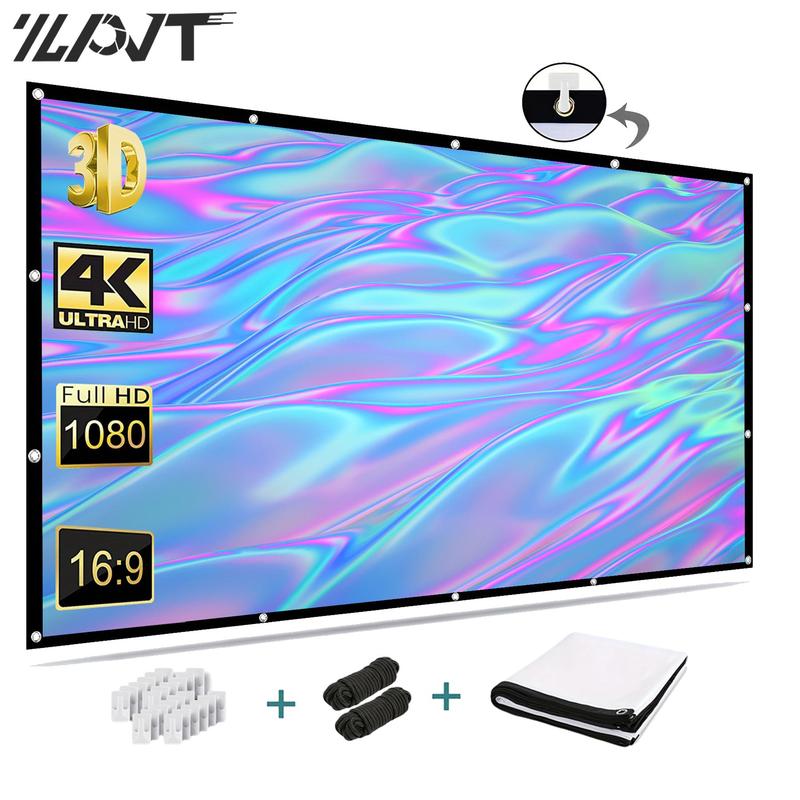 150 Inch Portable Projector Screen, Foldable Portable Anti-wrinkle Projector Screen, Double-sided Projector Screen For Home Theater, Gift, Party, Office