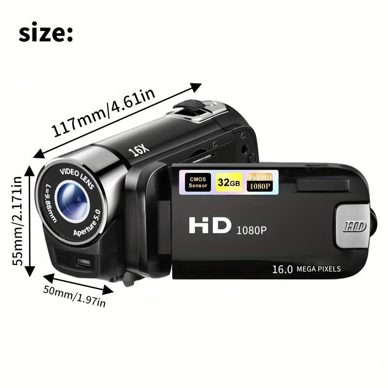 16x Digital Zoom Camera With 32G Card 270° Rotating LED Flip Screen Camcorder - 1080P, 2.4-inch Screen Display, Wide Angle Camera, Portable and Compact Design for Home, Outdoor, and Students - Perfect Camera & Camcorder Combo