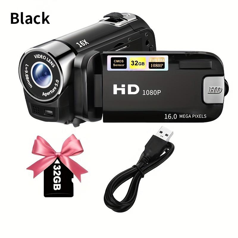 16x Digital Zoom Camera With 32G Card 270° Rotating LED Flip Screen Camcorder - 1080P, 2.4-inch Screen Display, Wide Angle Camera, Portable and Compact Design for Home, Outdoor, and Students - Perfect Camera & Camcorder Combo