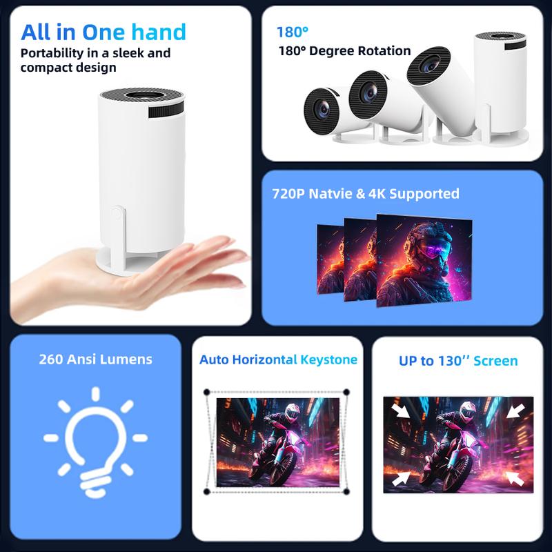 HY300 Mobile Phone projection Portable Projector Suitable For Outdoor Office  Home Theater Projectors With 30000 Hours Long Life