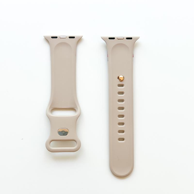 Beige (Oatmeal) or Black Apple Watch Silicone Wristband With Bee Charm Adjustable Sport Series 5 67 8 Ultra SE2 Size 38, 40, 41, 42, 44 45 49 mm Accessories Wearable