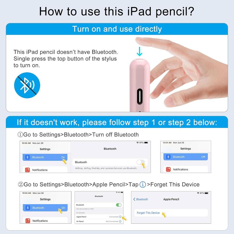 Apple Pencil for iPad9th&10th Generation-iPad Pencil 2ndGeneration, Fast Charging iPad Stylus with Palm Rejection Compatiblewith 2018-2024 Apple iPad Pro11&12.9 inch, iPadAir 3 4 5,iPad 6-10,iPad Mini 5 6 Gen-tablet stylus stylus apple pencil（pink,white）