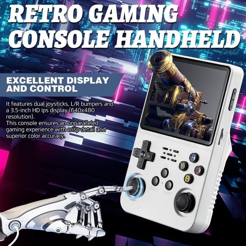 R36s Handheld Game Console 3.5 Inch IPS Screen Retro Handheld Game Console Video Games Consoles with Battery Built-in 20000+ Classic Games for Adults Kids Mini Handheld game player