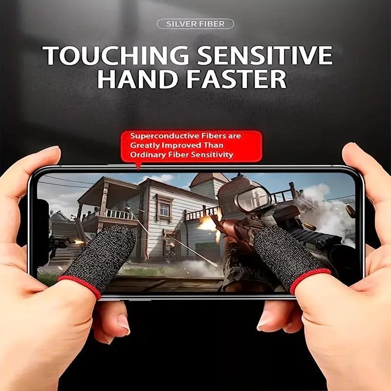 Gaming Finger Sleeve (6 Pairs), Controller Accessories, Gaming Room Gadgets, Breathable Finger Protector, Game Controller Sweat-proof Finger Cots, Touch Screen Finger Cover for Mobile Games, Male Game Room Accessories