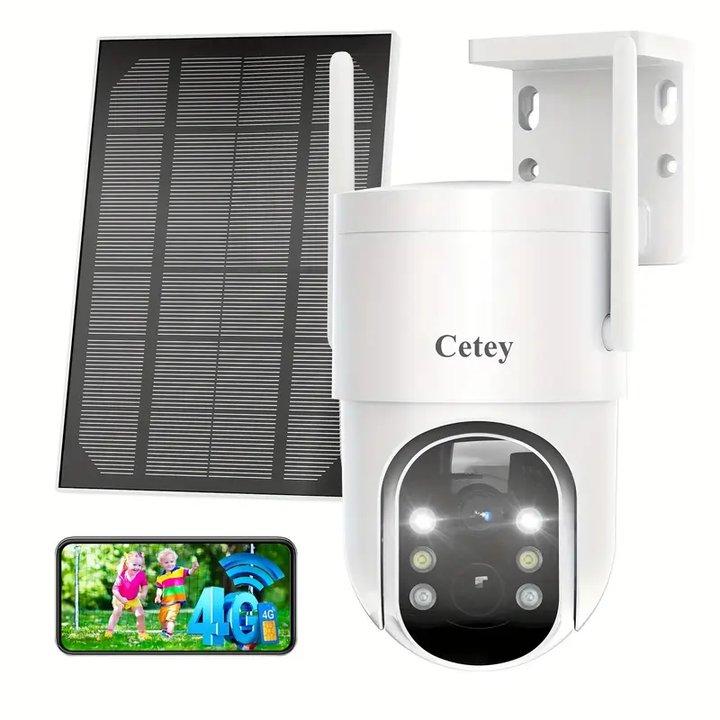 4G LTE Cellular Solar Security Camera, No WiFi Required, 2K Battary Powered Outdoor Camera,Night Vision, Built-in 4G SIM Card and SD Memory Card