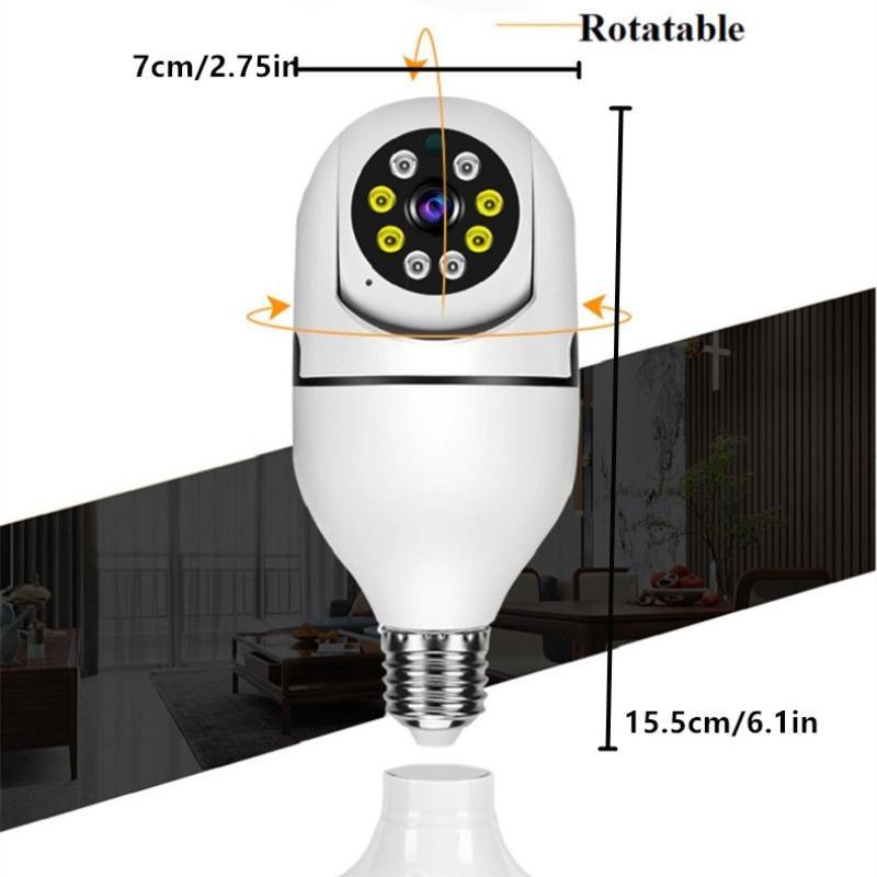 360 Degree Rotatable Wireless Camera, E27 Base WiFi HD Camera with Night-Vision, Smart Remote Indoor Surveillance Camera for Home Security