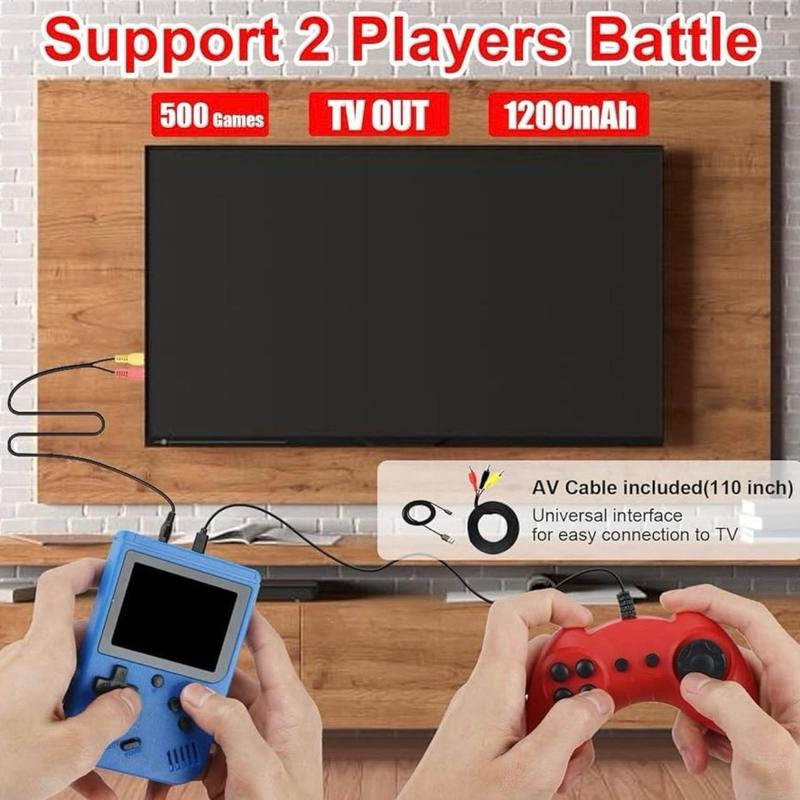 MOBECK Retro Gaming Console, Handheld Game Console with 500 Classical Games Portable Hand Held Video Game Pocket Console for Kids & Adult Two Players Support for TV Cable Connection Compact Rechargeable Electronic Screen Protection