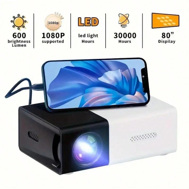 3000+ Lumen HD Mini Portable Projector - Bright LED Light Source, USB & SD Connectivity, Button Control, 3D-Ready - Perfect For Home Cinemas, Outdoor Camping Adventures, Multi-Device Compatible With Remote for Gifts