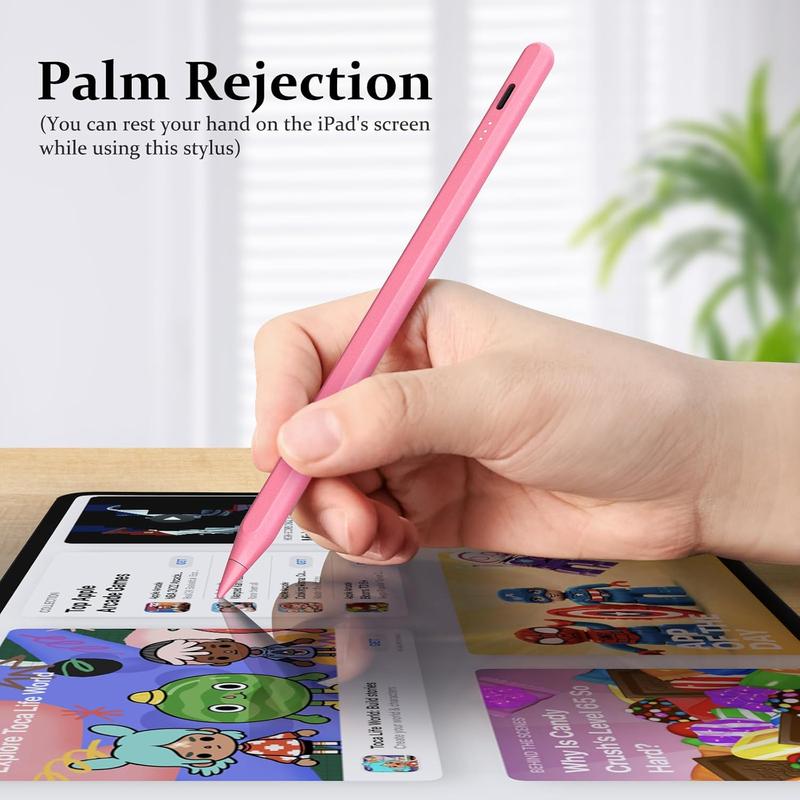 Apple Pencil for iPad9th&10th Generation-iPad Pencil 2ndGeneration, Fast Charging iPad Stylus with Palm Rejection Compatiblewith 2018-2024 Apple iPad Pro11&12.9 inch, iPadAir 3 4 5,iPad 6-10,iPad Mini 5 6 Gen-tablet stylus stylus apple pencil（pink,white）