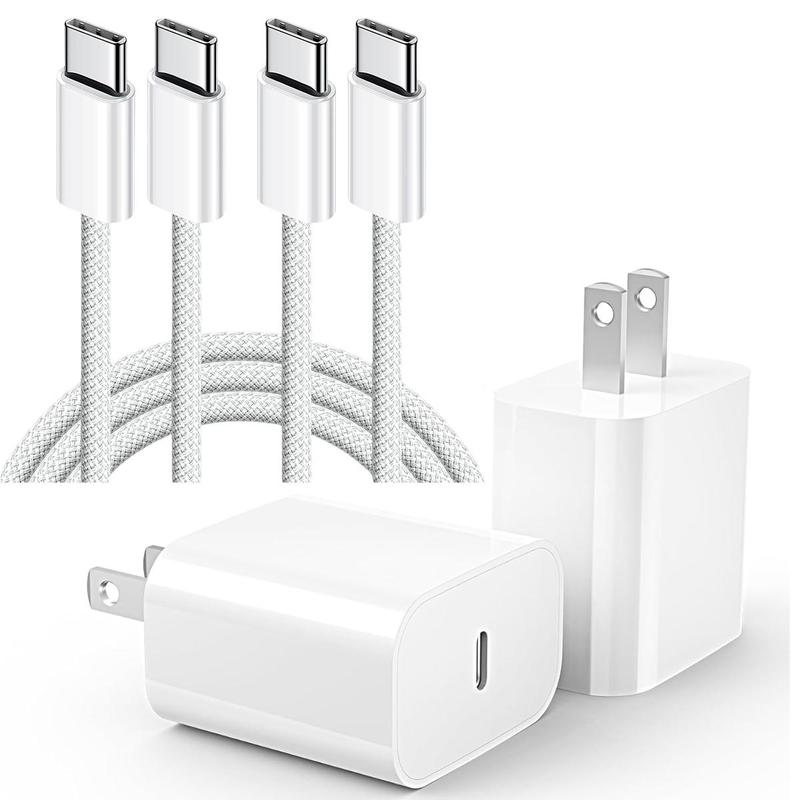 PD 20W USB C Fast Charger & Type C to C Cable Set, 2 Sets Fast Charging Head & Cable Cord, Phone & Tablet Accessories for iPhone 15 Plus 15 Pro Max, iPad Pro 12.9 11 inch 4 3 Generation Air Mini