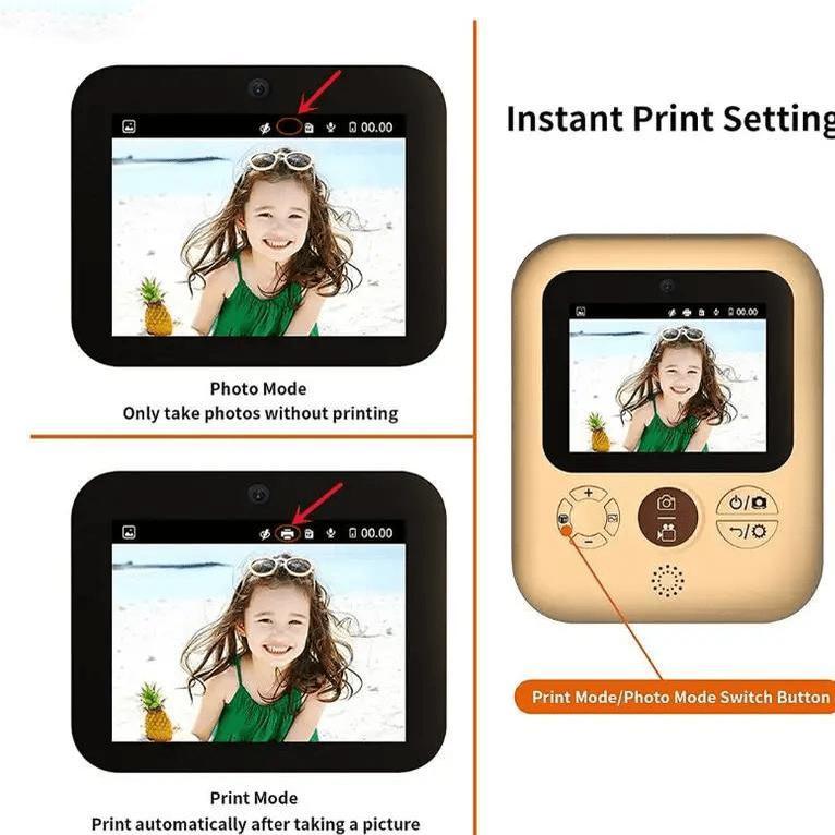 Instant Print camera for kids,creative Christmas and birthday gift for boys and girls ages 6 and up, One-Time Imaging.HD digital camera with thermal paper, educational children's toy camera, portable instant print camera,includes 32GB SD card Charging