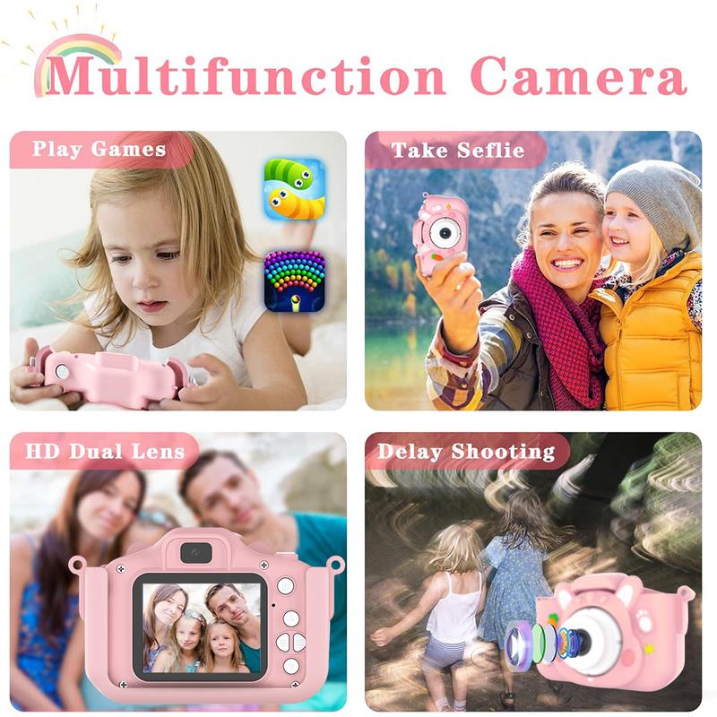 Rabbit Design Digital Camera, 1080P Portable Kids Digital Video Camera with 32GB SD Card, Perfect Christmas Birthday Gifts for Boys Girls