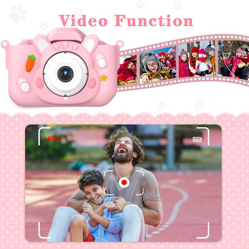 Rabbit Design Digital Camera, 1080P Portable Kids Digital Video Camera with 32GB SD Card, Perfect Christmas Birthday Gifts for Boys Girls