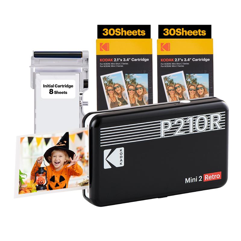 KODAK Mini 2 Retro 4PASS Portable Photo Printer (2.1x3.4 inches) + 68 Sheets Bundle