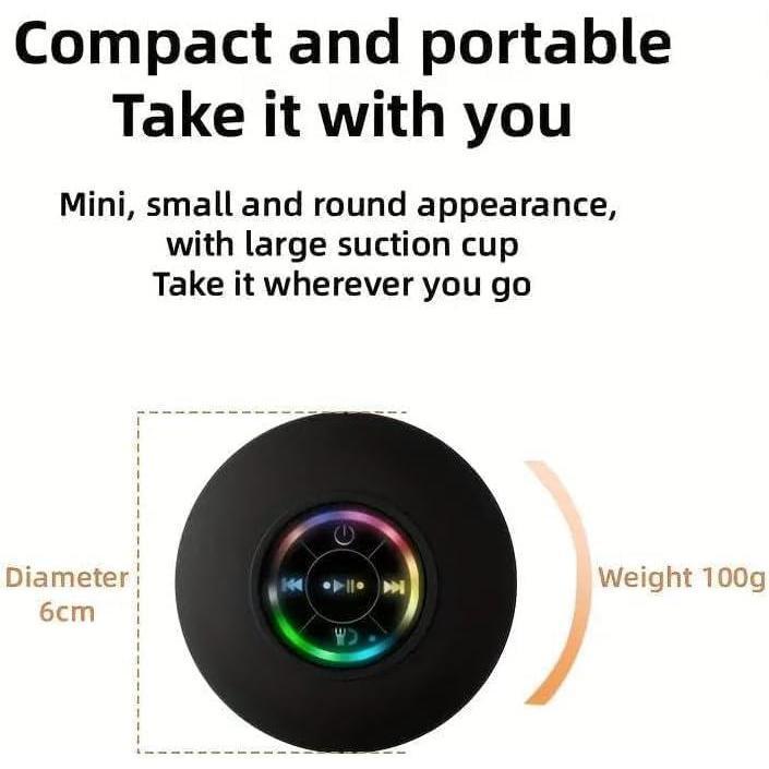 Waterproof suction cup portable wireless speaker USB charging Bluetooth speaker, smooth surface suction cup button audio bathroom audio 2024 New Black Friday Sale Christmas Gifts