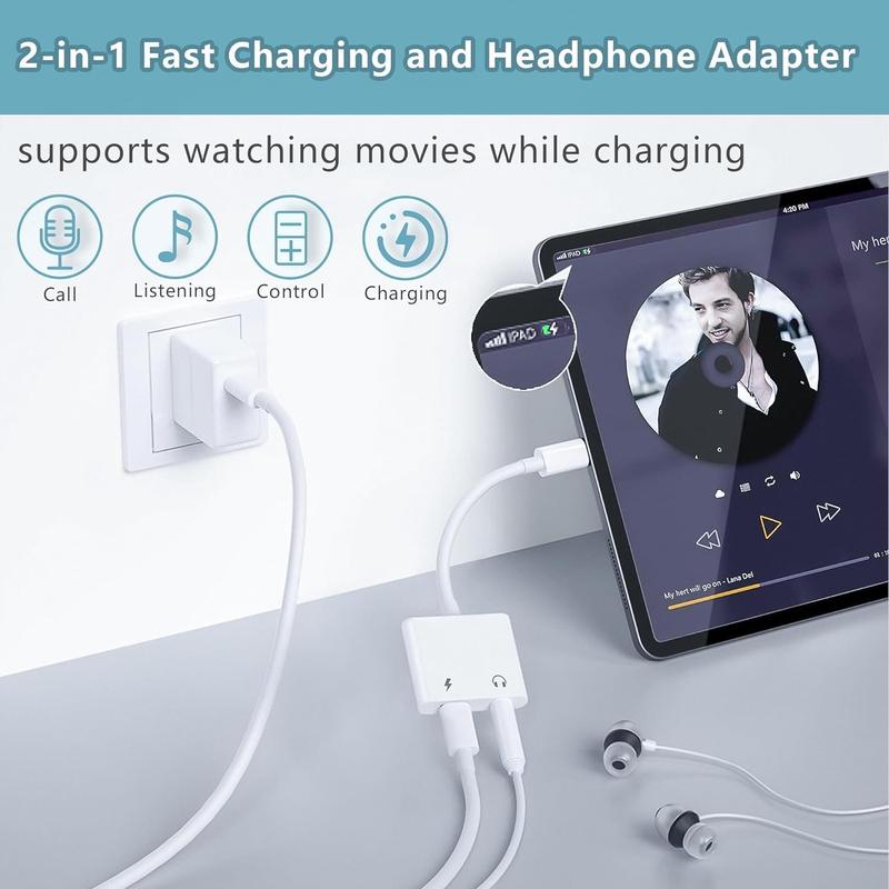 USB C to 3.5mm Headphone Splitter Adapter,2 in 1 Type C to Aux Audio Jack with Fast  Port Dongle for Headphone Earbud Compatible with  16 15  S23 Ultra Note 20 Pixel5 iPad Pro Air