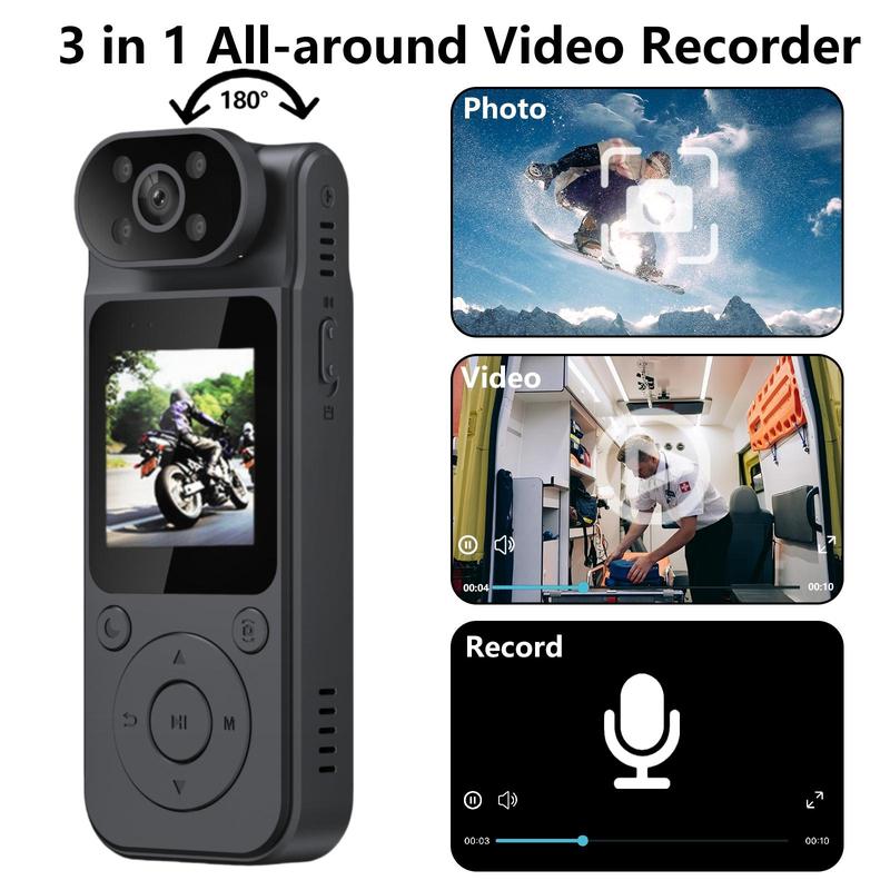 4K Action Camera, USB Rechargeable Portable Sports Camera with 180° Rotatable Lens & LCD Color Display, Vlog Digital Recorder Supports IR Night & Loop Recording